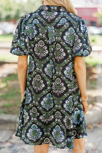 Just Add Joy Black Paisley Shirt Dress