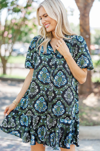 Just Add Joy Black Paisley Shirt Dress, X-Small - The Mint Julep Boutique