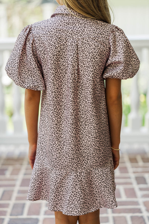 Girls: Sweet Statement Blush Leopard Print Dress