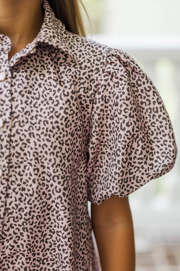 Girls: Sweet Statement Blush Leopard Print Dress