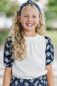 Girls: Can't Miss This Navy Textured Blouse