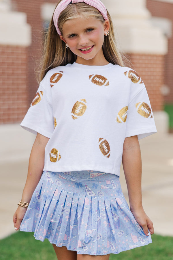 Girls: The Sadie Light Blue Spirit Print Skort Skort