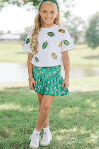 Girls: The Sadie Green Football Print Skort