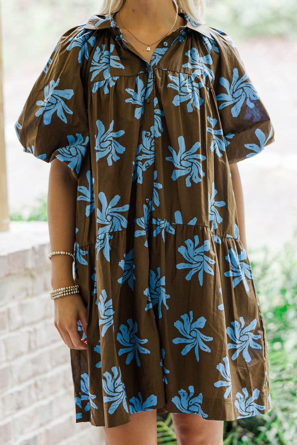 Life's What You Make It Brown Floral Dress
