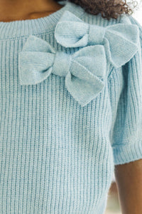 Girls: The Charlotte Light Blue Bow Sweater