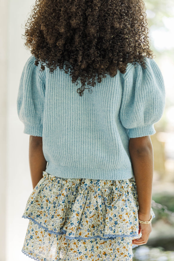 Girls: The Charlotte Light Blue Bow Sweater