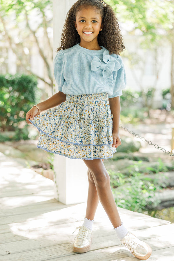 Girls: The Charlotte Light Blue Bow Sweater