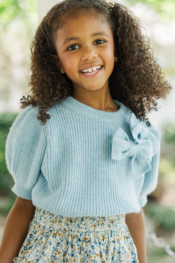 Girls: The Charlotte Light Blue Bow Sweater