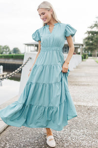 Coming Back For You Sage Green Tiered Midi Dress