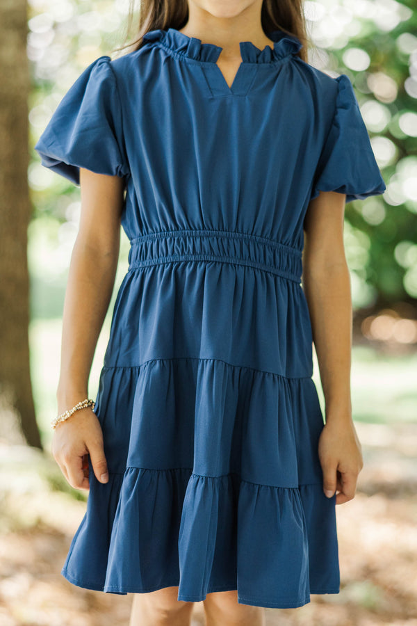 Girls: The Lily Claire Navy Blue Dress