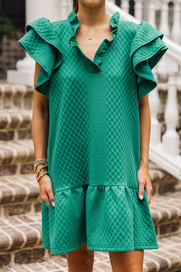 Something New Green Textured Dress