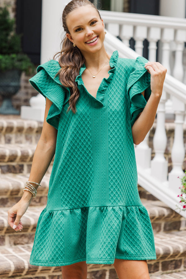 Something New Green Textured Dress
