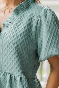 Something New Sage Textured Blouse