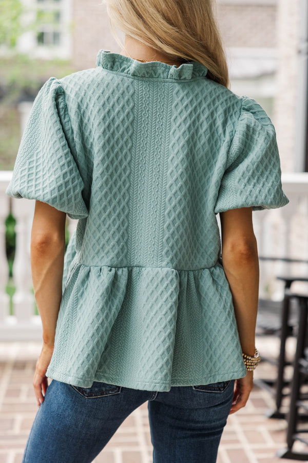 Something New Sage Textured Blouse