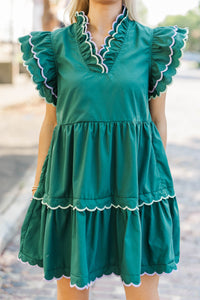 Memories Are Forever Green Scalloped Dress