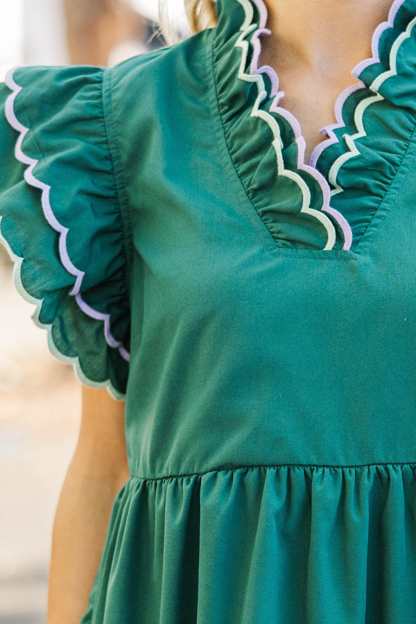 Memories Are Forever Green Scalloped Dress
