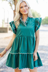 Memories Are Forever Green Scalloped Dress