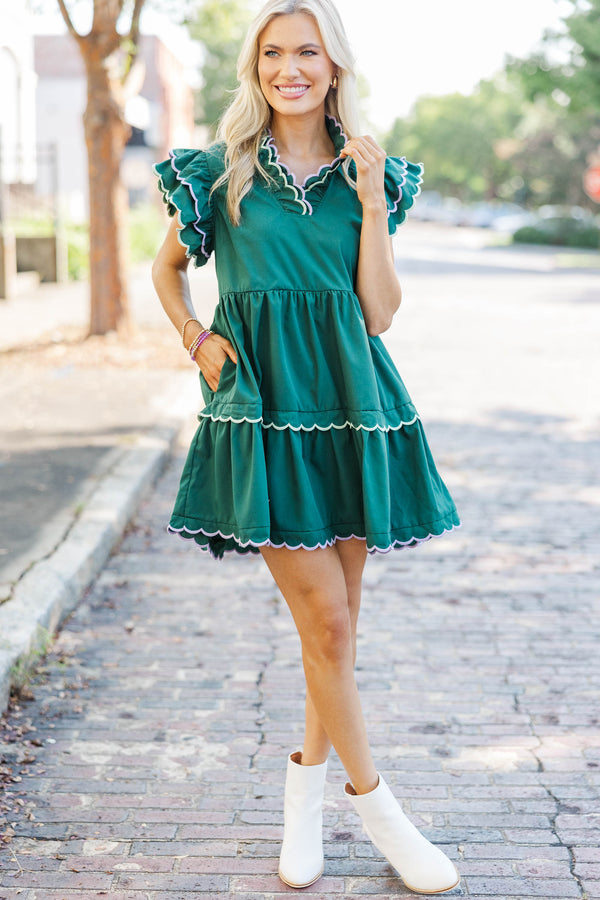 Memories Are Forever Green Scalloped Dress