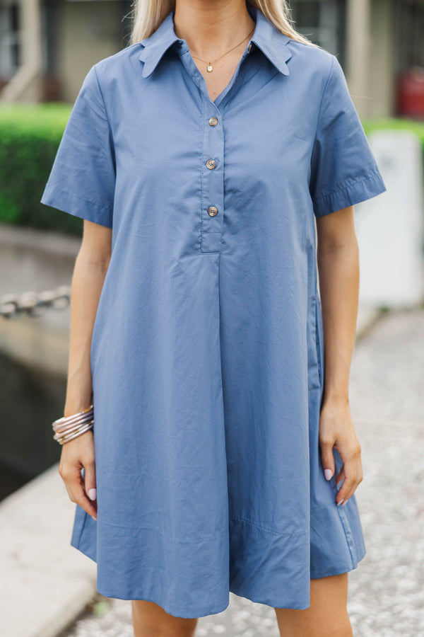Everything In Place Blue Collared Dress