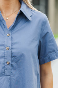 Everything In Place Blue Collared Dress
