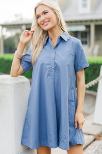 Everything In Place Blue Collared Dress