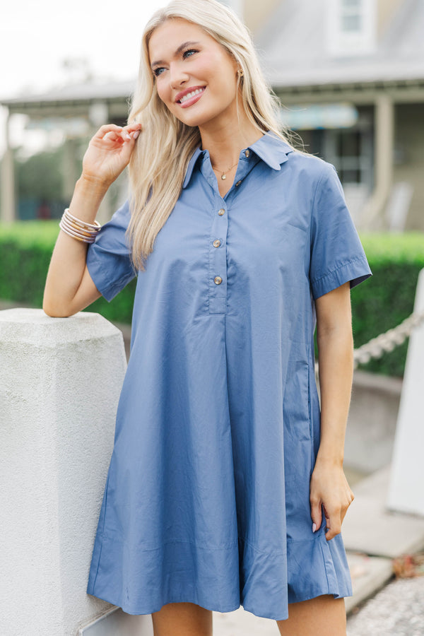 Everything In Place Blue Collared Dress