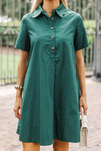 Everything In Place Green Collared Dress