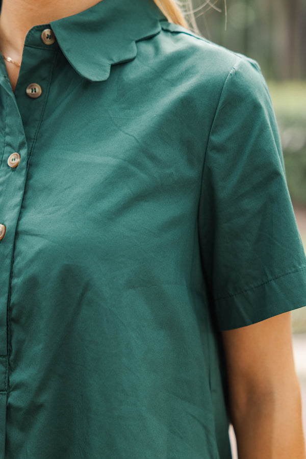 Everything In Place Green Collared Dress