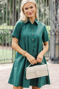 Everything In Place Green Collared Dress