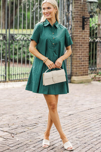 Everything In Place Green Collared Dress