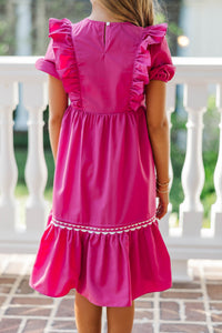 Girls: Little Miss Lovely Magenta Ruffle Dress
