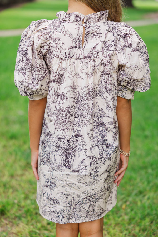 Girls: The Alaina Brown Toile Shift Dress
