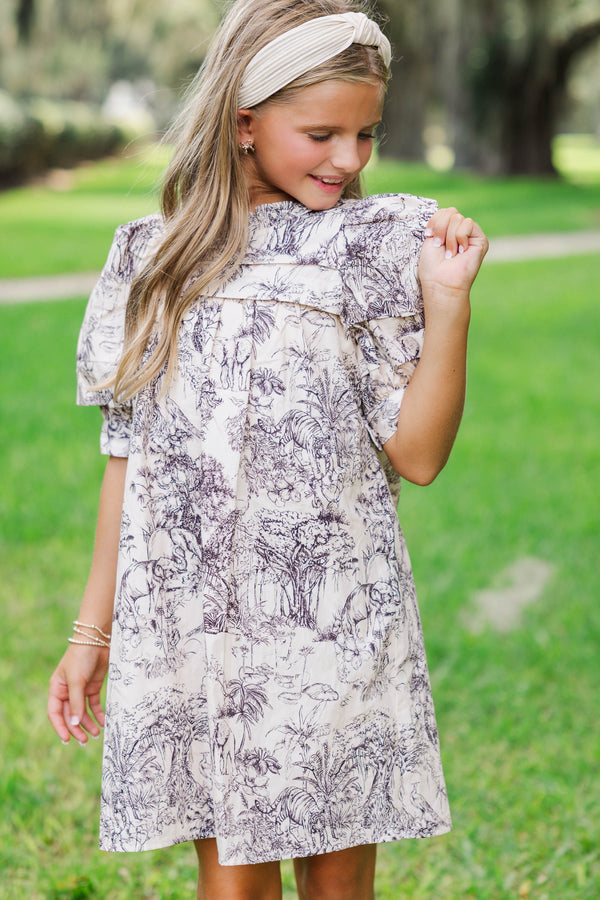 Girls: The Alaina Brown Toile Shift Dress