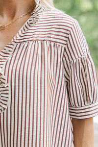 Turn Up The Charm Brown Striped Dress