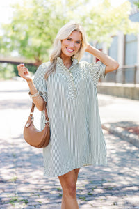 Turn Up The Charm Hunter Green Striped Dress