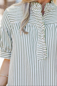 Turn Up The Charm Hunter Green Striped Dress