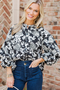 Take Your Turn Black Eyelet Textured Blouse