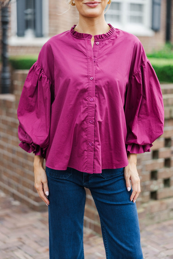 Take Your Turn Plum Blouse