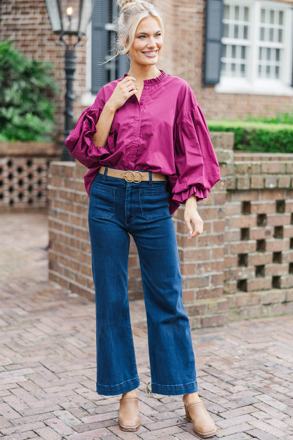 Take Your Turn Plum Blouse