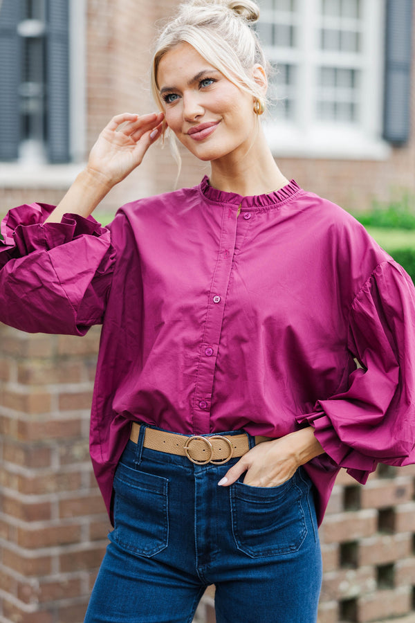 Take Your Turn Plum Blouse
