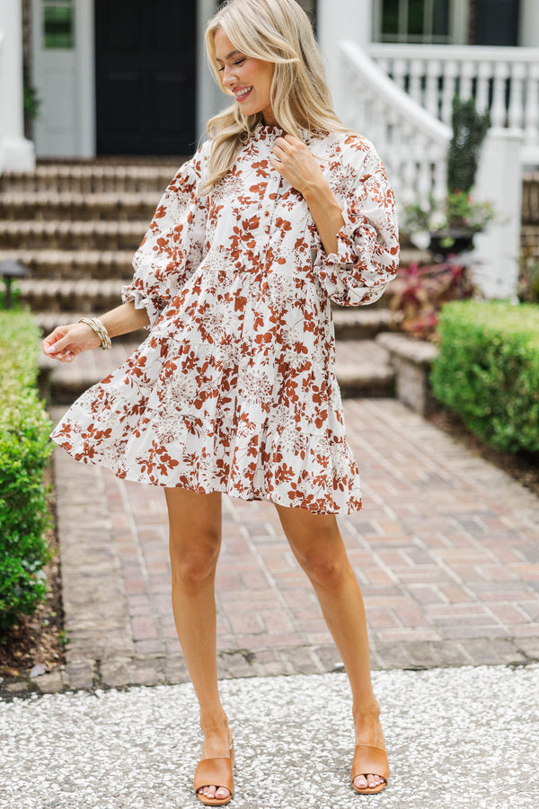 Take Your Turn Rust Eyelet Babydoll Dress