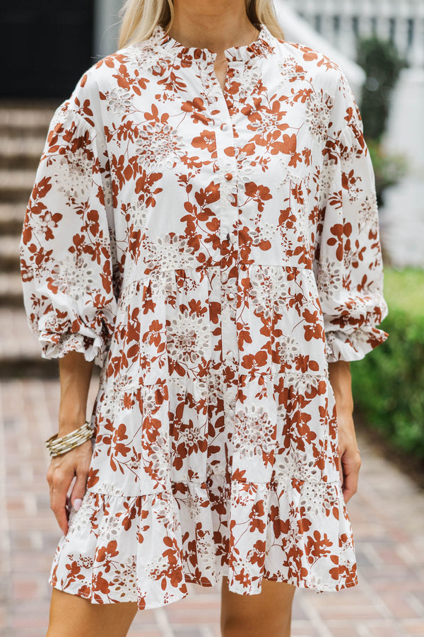 Take Your Turn Rust Eyelet Babydoll Dress