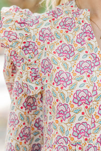 At This Time Magenta Paisley L/S Babydoll Dress