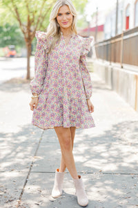 At This Time Magenta Paisley L/S Babydoll Dress