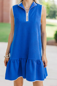 Say It All Royal Blue Textured Drop Waist Dress