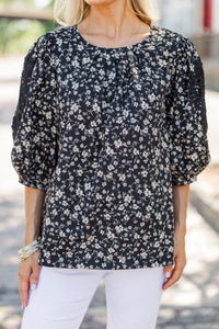 Wildest Dreams Black Ditsy Floral Blouse