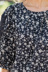 Wildest Dreams Black Ditsy Floral Blouse