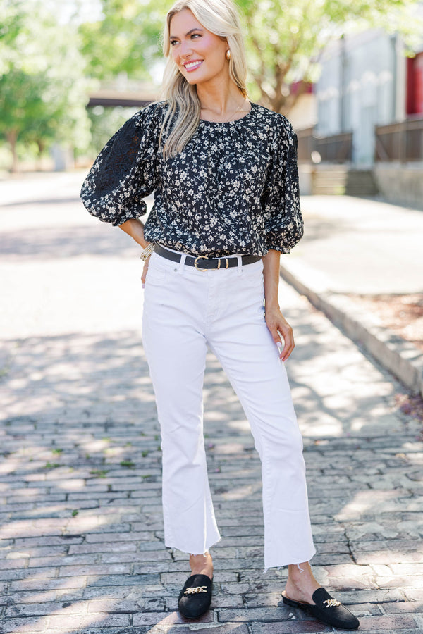 Wildest Dreams Black Ditsy Floral Blouse
