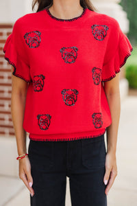 Fourth Quarter Feels Red Sleeveless Sweater