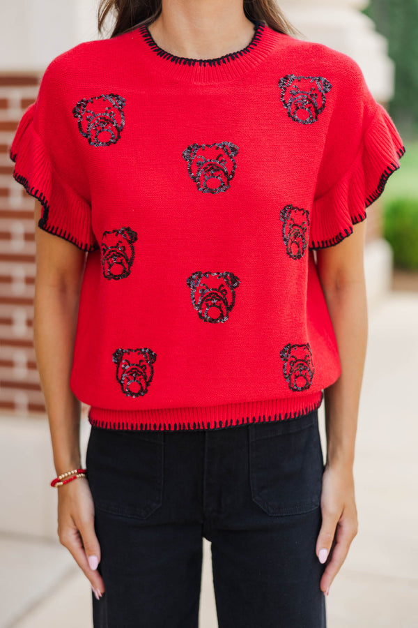 Fourth Quarter Feels Red Sleeveless Sweater